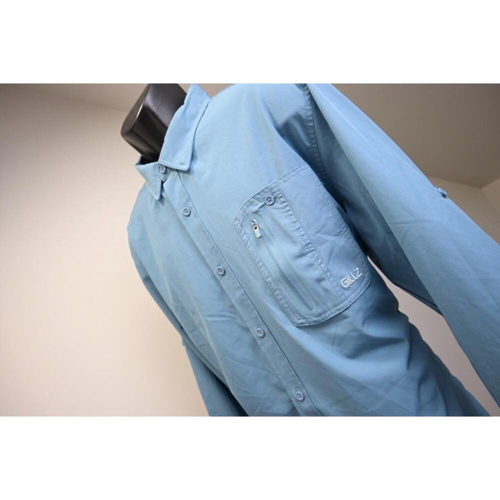 Gillz Vented Fishing Shirt Stretch Blue Long Sleeve‎ Camping Hiking Mens Sz XL